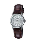 Casio Women’s Silver Dial Watch with Brown Leather Band - LTP-V002L-7B