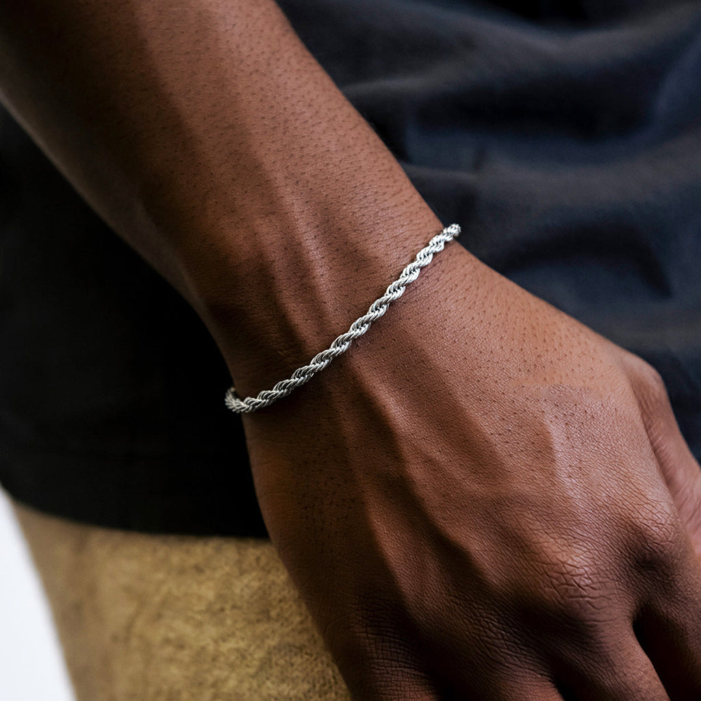 GLD Rope Bracelet in White Gold- 4mm