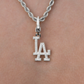 Los Angeles Dodgers Official MLB Micro Logo Clip On Charm  Pendant in White Gold