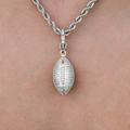 Football Clip On Charm Pendant in White Gold