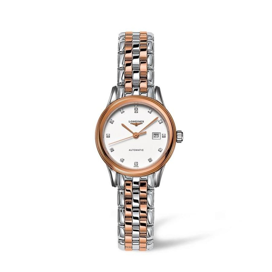 Longines Flagship Automatic 30mm White Diamond Dial Two Tone  Women's Watch L4.374.3.99.7