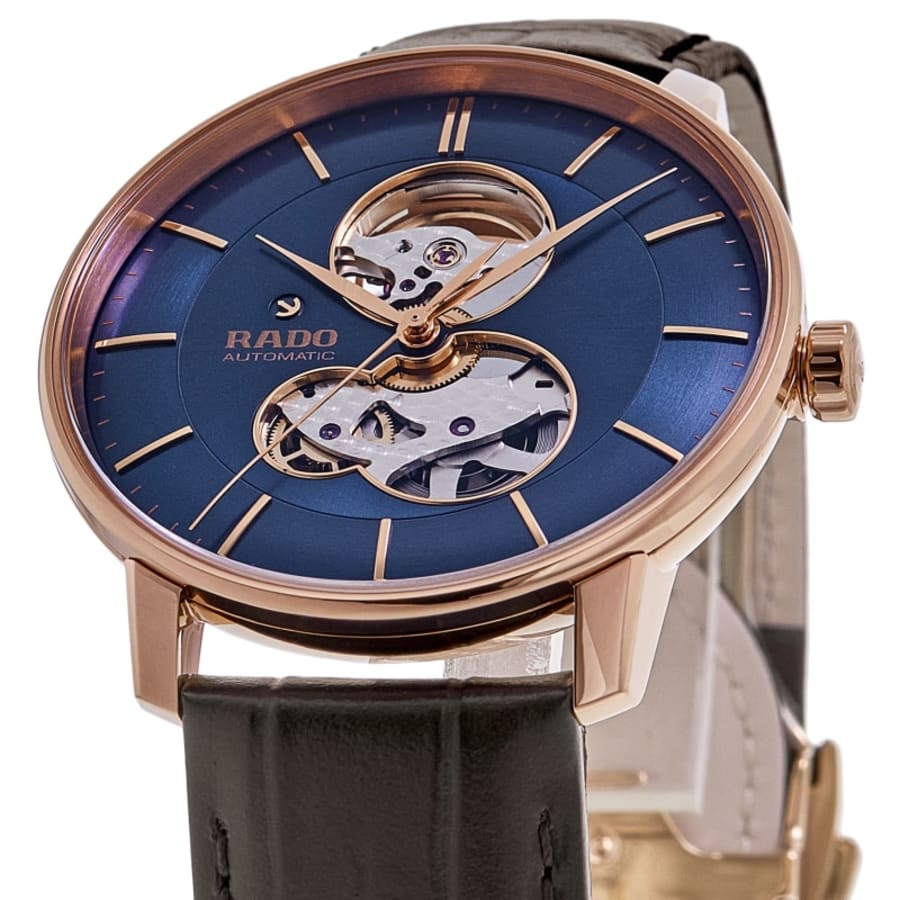 Rado Coupole Automatic Open Heart Blue Dial Leather Strap Men's Watch R22895215
