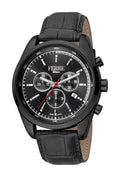 Ferre Milano Men's Black Dial Black Leather Watch