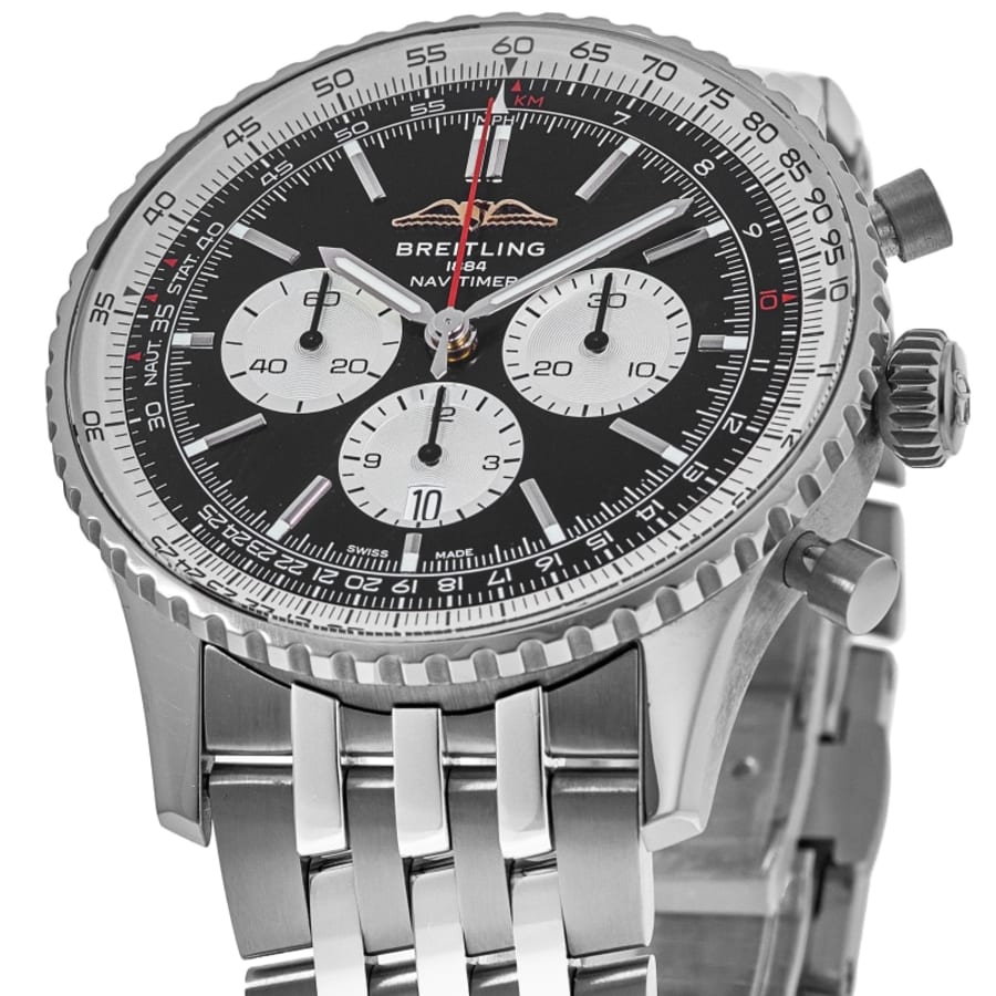 Breitling Navitimer B01 Chronograph 43 Automatic Black Dial Steel Men's Watch AB0138211B1A1
