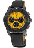 Breitling Avenger B01 Chronograph 44 Night Mission Automatic Yellow Dial Black Leather Strap Men's Watch SB0147101I1X2