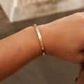 Stationed Stone Open Cuff Bracelet - Yellow Gold