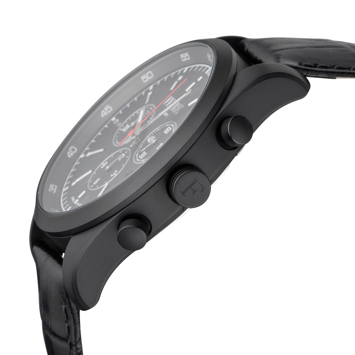 Ferre Milano Men's Black Dial Black Leather Watch