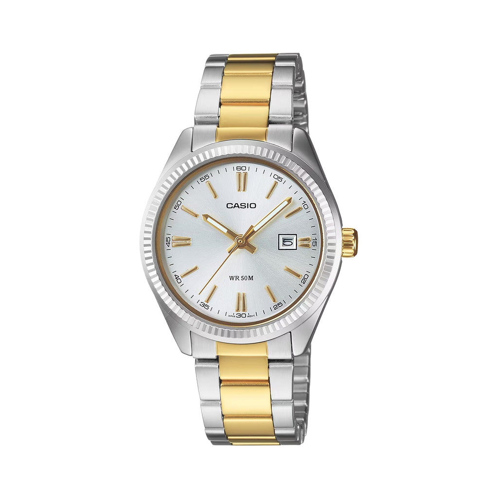 Casio Women’s White Dial Two Tone Stainless Steel Wristwatch - LTP-1302SG-7AVDF