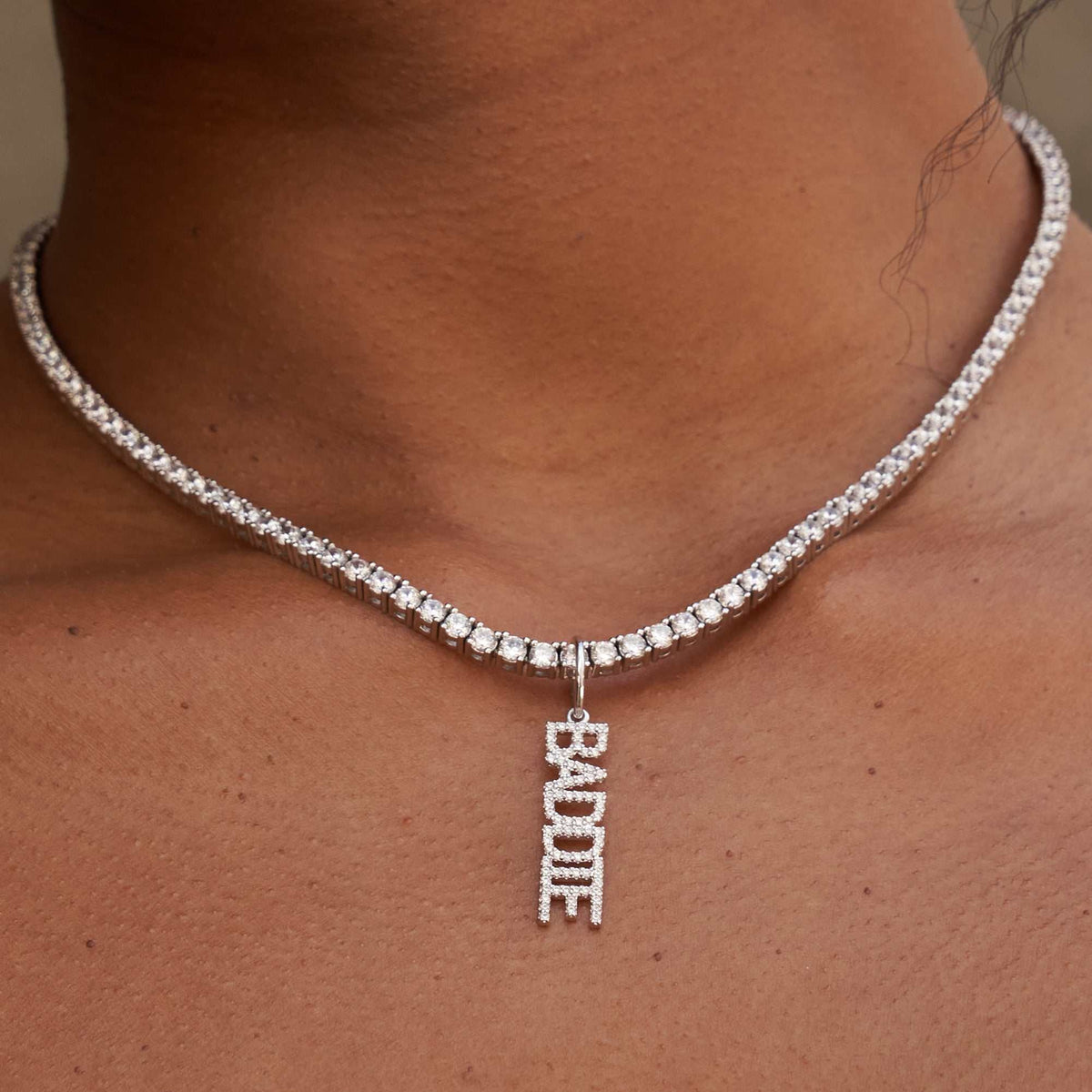 "Baddie" Pendant - White Gold
