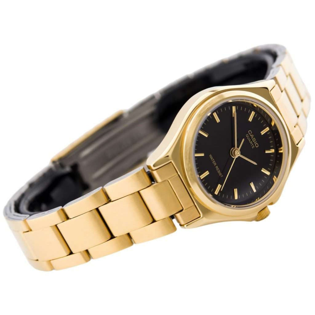 Casio Women’s Black Dial Analog Watch with Gold Bracelet - LTP-1130N-1A