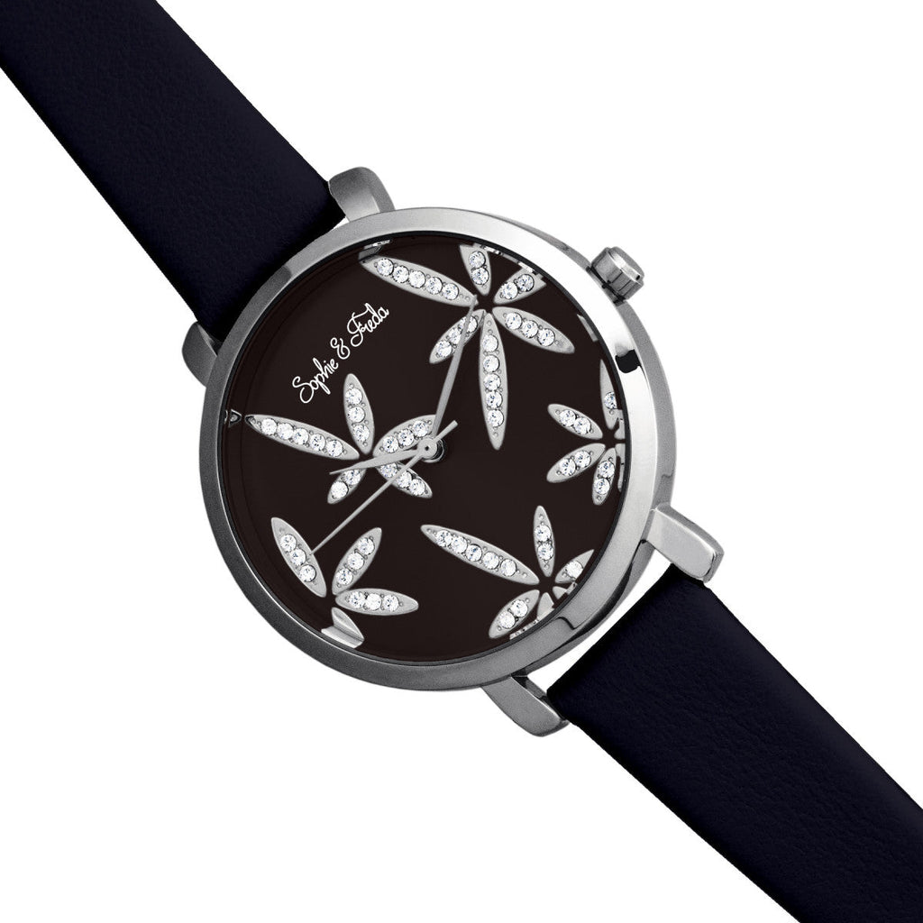 Key West Leather-Band Watch with Swarovski Crystals