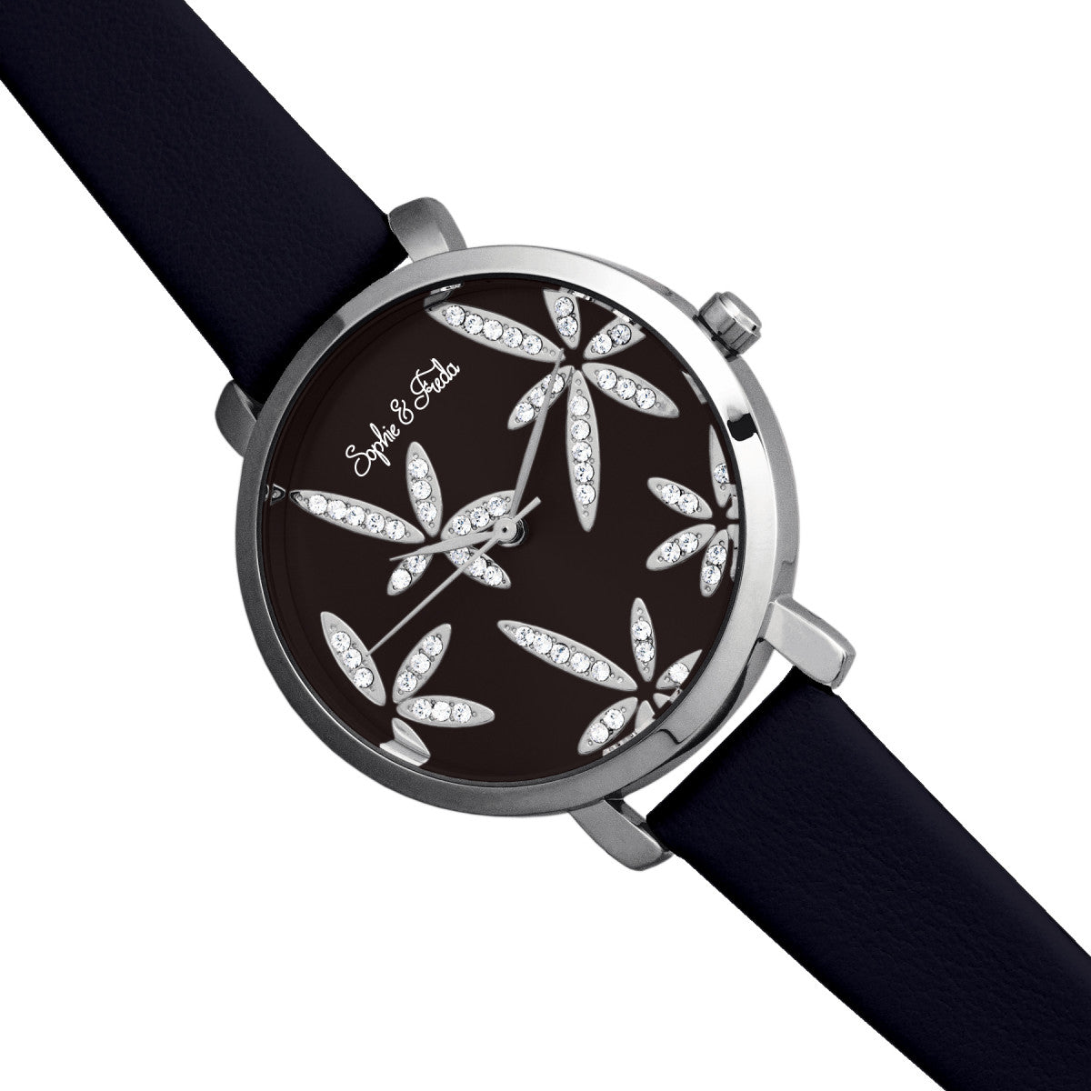Key West Leather-Band Watch with Swarovski Crystals