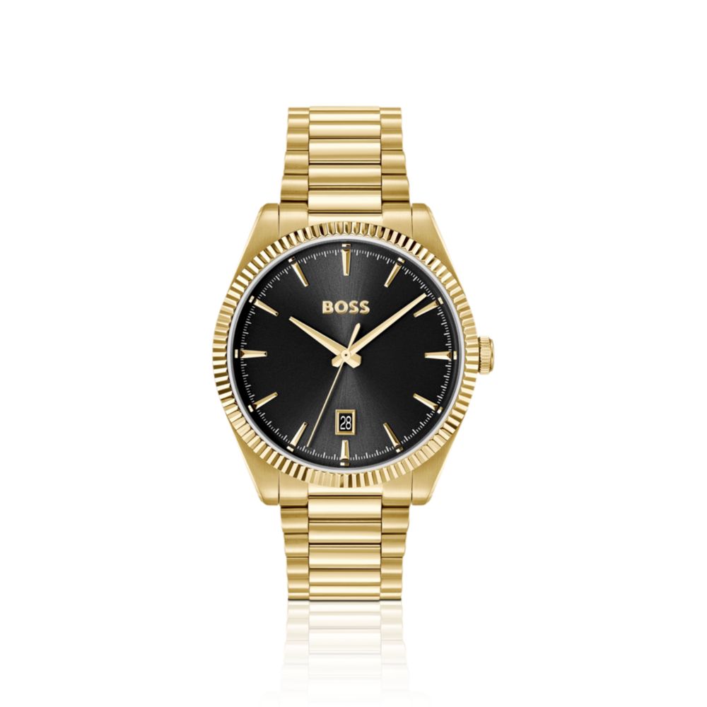 Cheswick gold-tone watch with fluted bezel