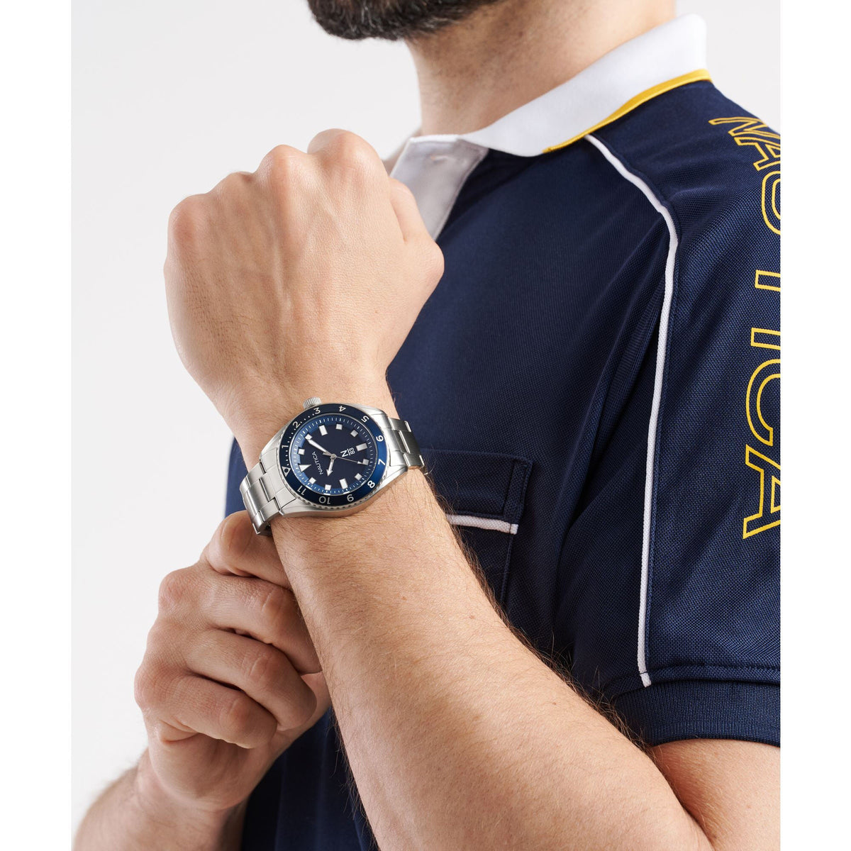 Nautica Mens Finn World 3-Hand Stainless Steel Watch
