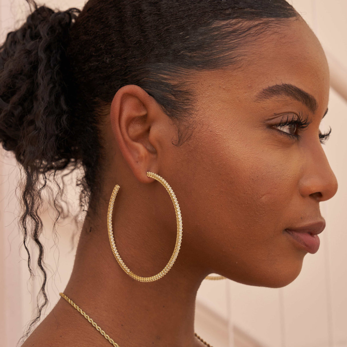GLD Eternity Hoop Earrings in Yellow Gold-2MM