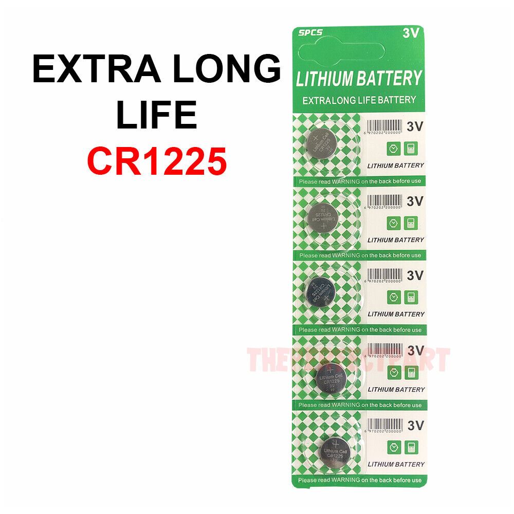 5 PCS New Lithium Battery 3V CR1225 /CR 1225 Button Cell Watch EXTRA LONG LIFE
