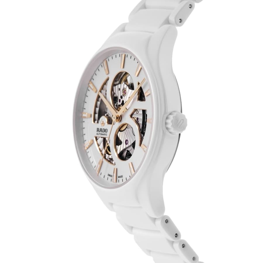 Rado TRUE Round Automatic Open Heart White Dial Ceramic Unisex Watch R27115012