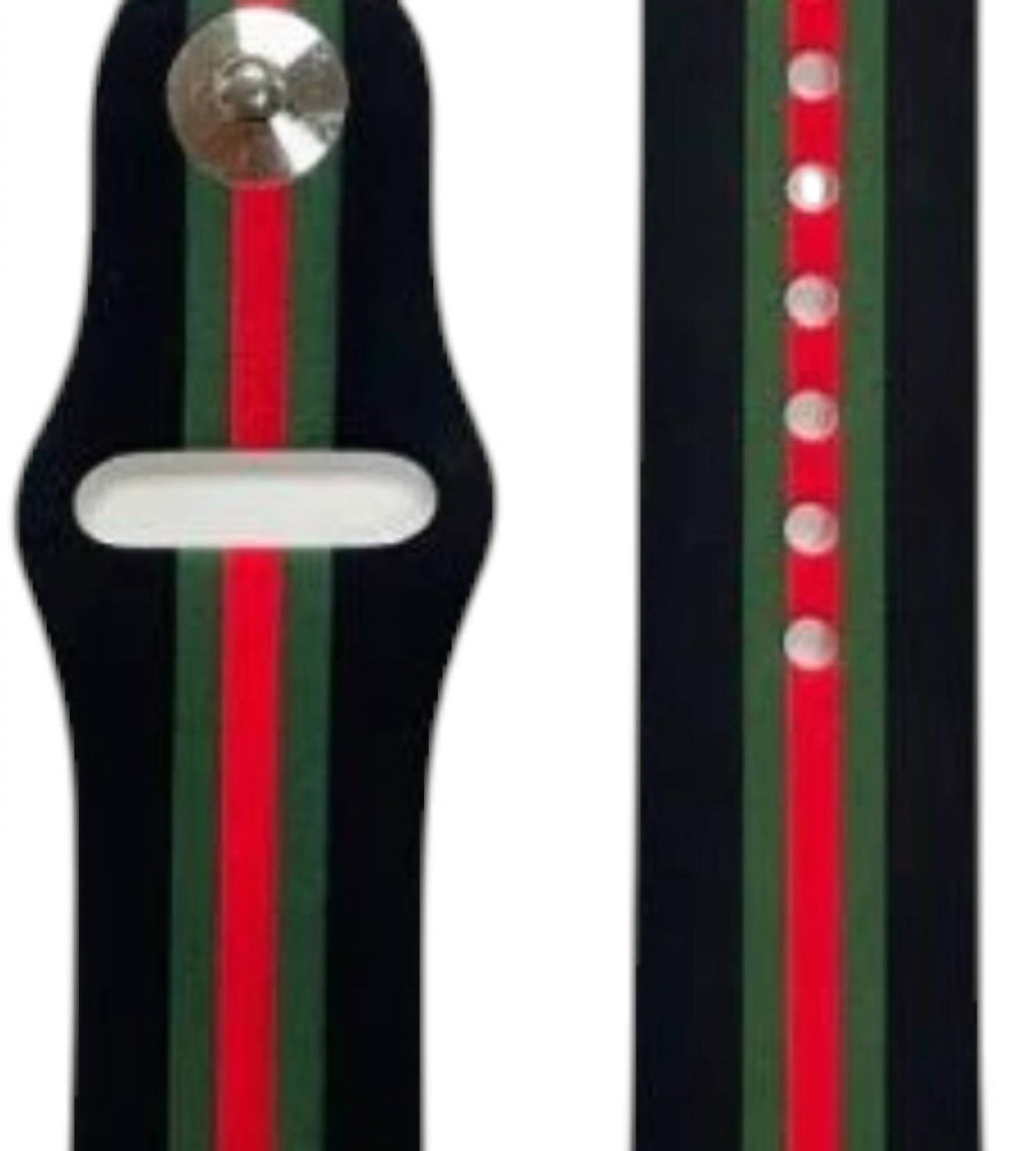 Unisex Striped Silicone Apple Watch Band - 38 Mm In Black