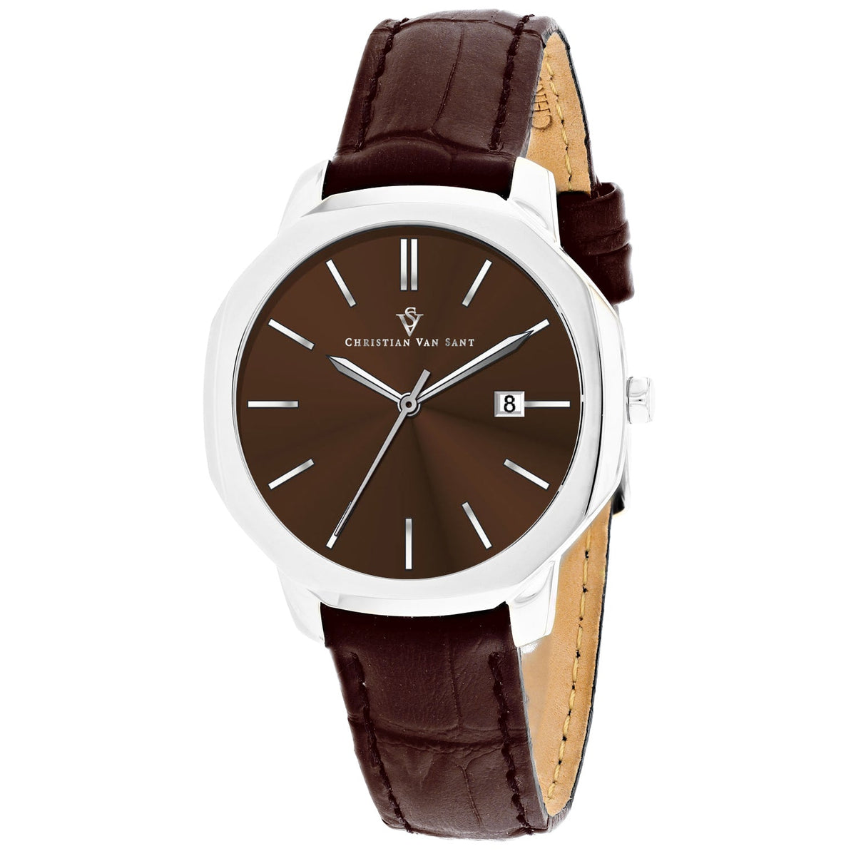 Christian Van Sant Women's Octave Slim Brown Round 37mm