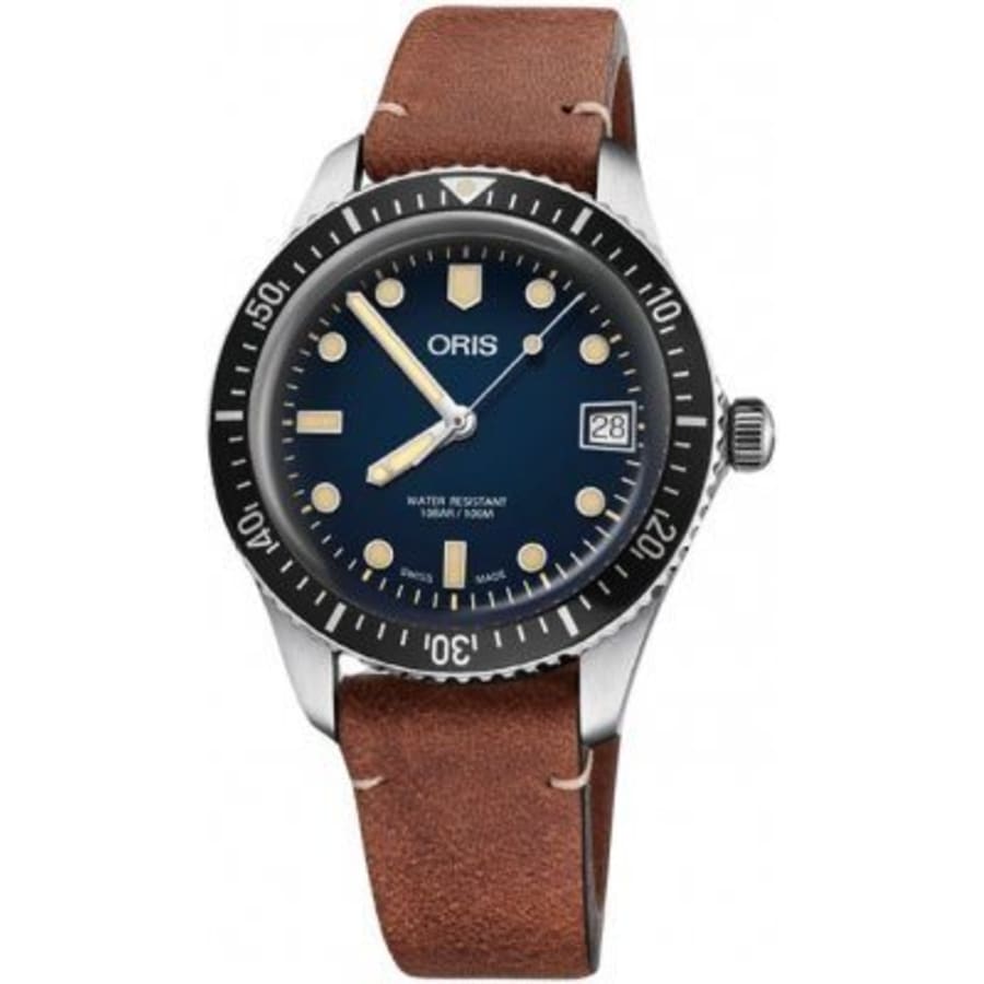 Oris Divers Sixty-Five Blue Dial Brown Leather Strap Unisex Watch 01 733 7747 4055-07 5 17 45