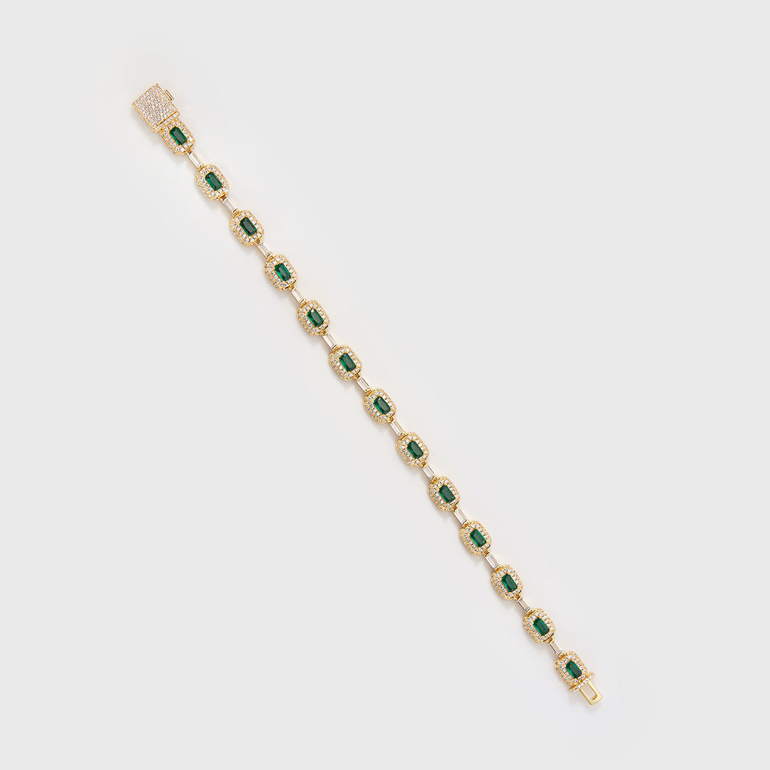 Green Gemstone Bracelet (Gold) - 7mm