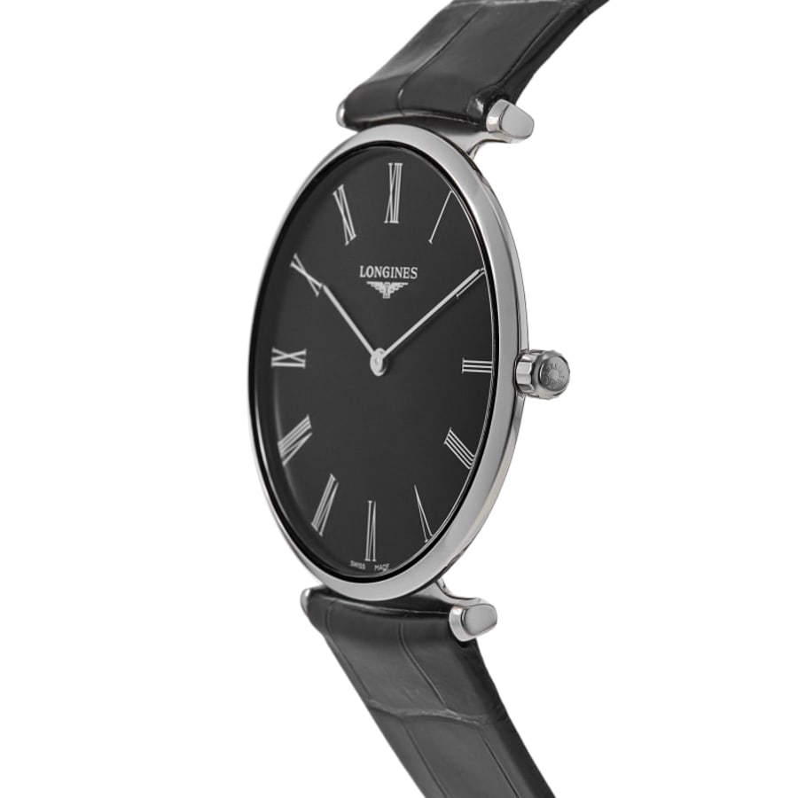 Longines La Grande Classique Quartz Black Dial Leather Strap Men's Watch L4.866.4.51.2