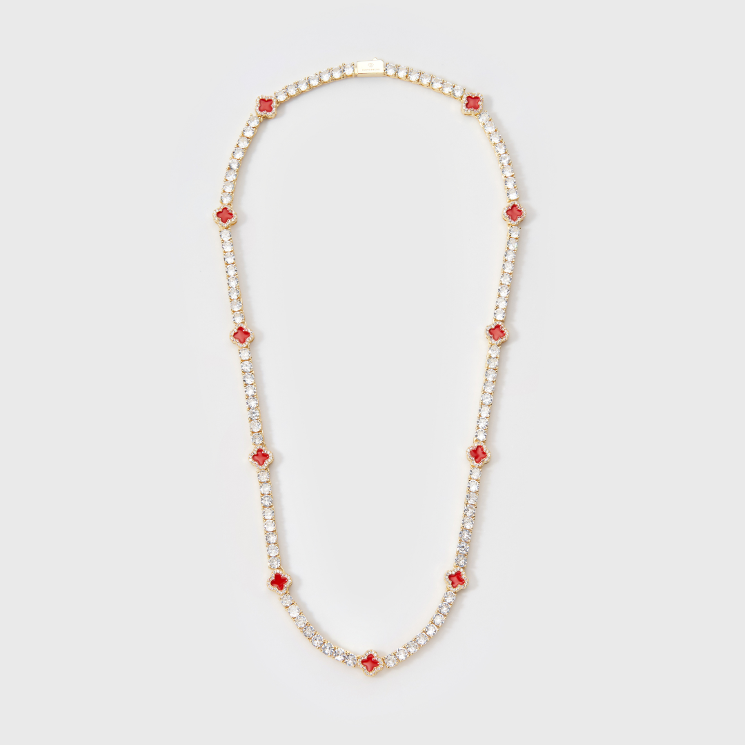 Women's Red Clover Tennis Chain (Gold) - 4mm