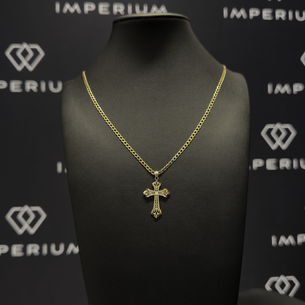Solid Gold Radiant Cross Pendant