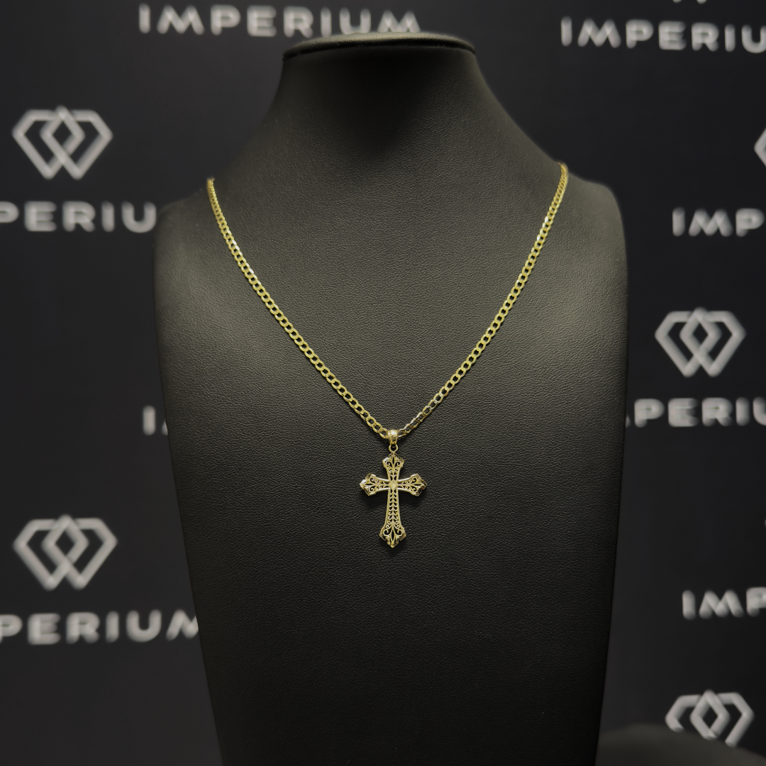 Solid Gold Radiant Cross Pendant