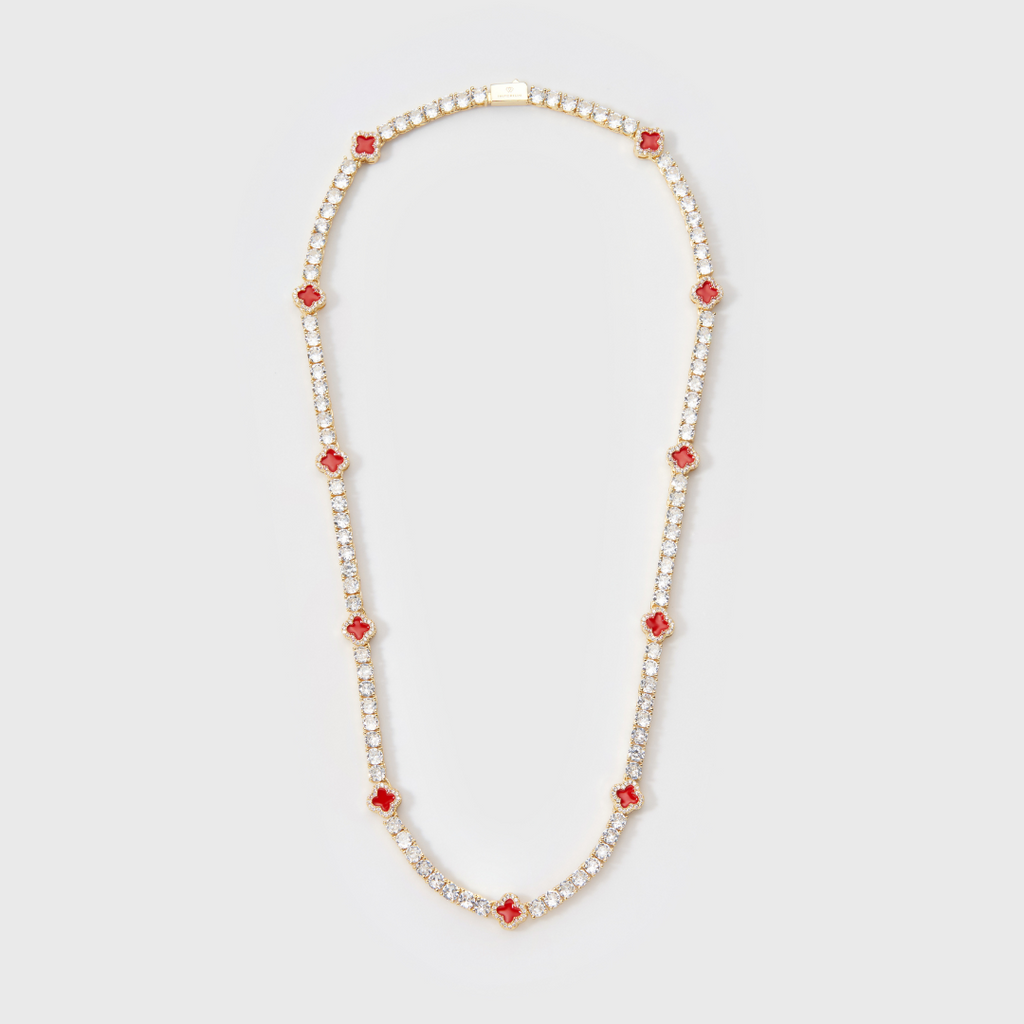 Red Clover Tennis Chain (Gold) - 4mm