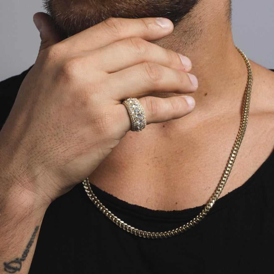 10k Solid Gold 5 Layer Band Ring-VS Diamonds