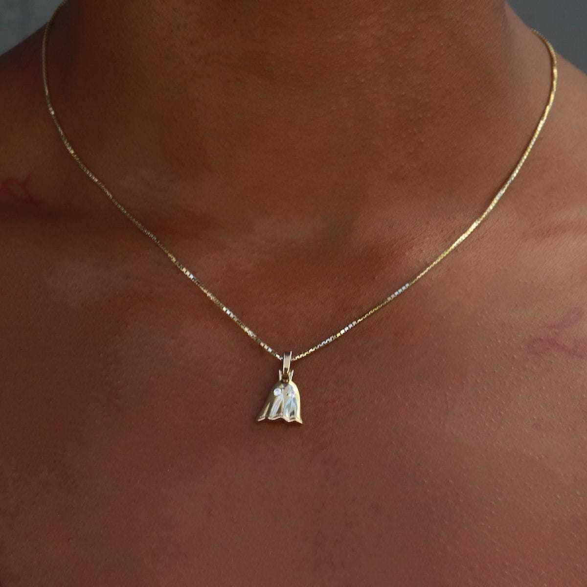 Solid Gold Micro Ghost Pendant