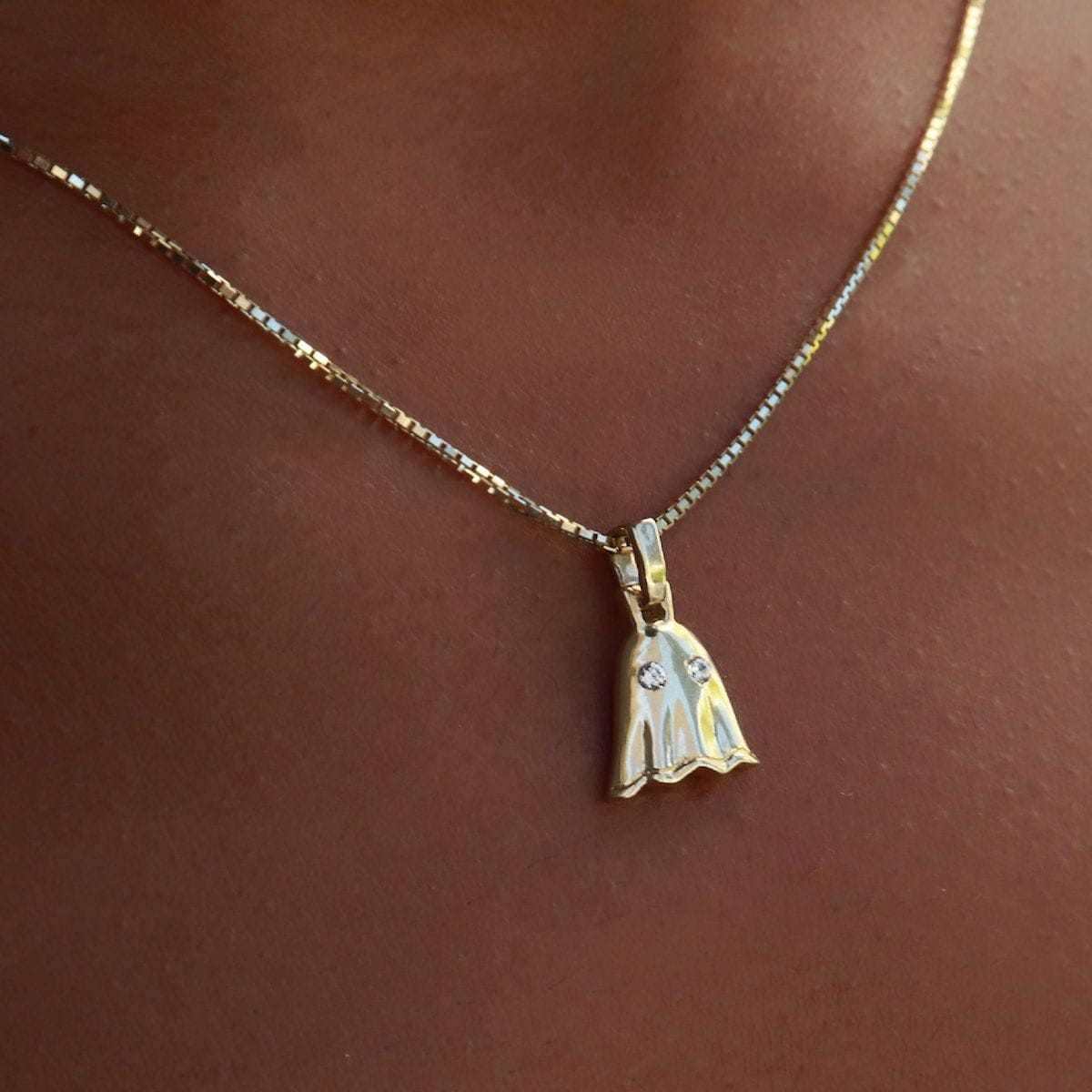 Solid Gold Micro Ghost Pendant