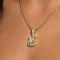 Solid Gold Micro Iced Crown Portrait of Jesus Pendant-VS Diamonds