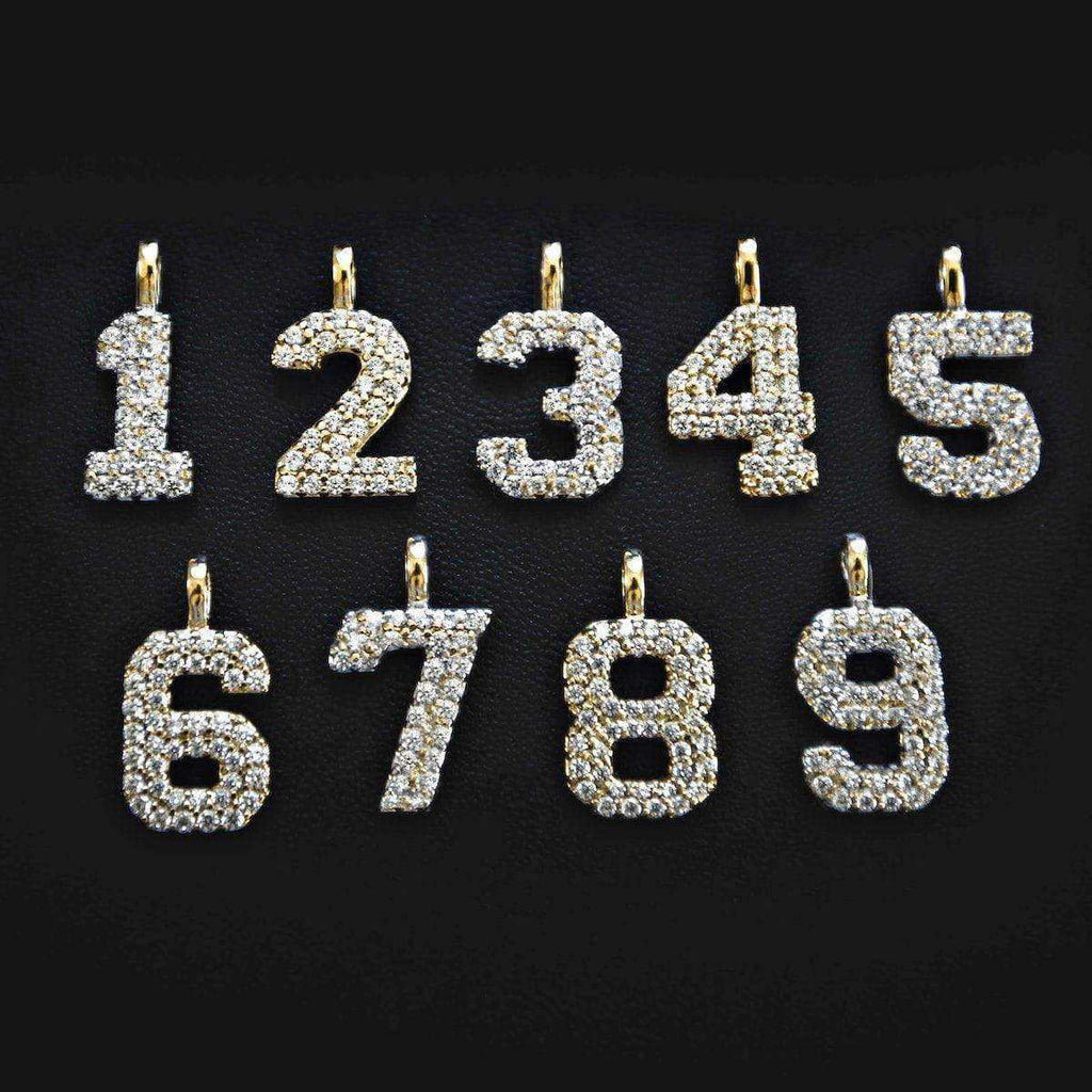 Solid Gold Number Pendants in Yellow Gold-VS Diamonds
