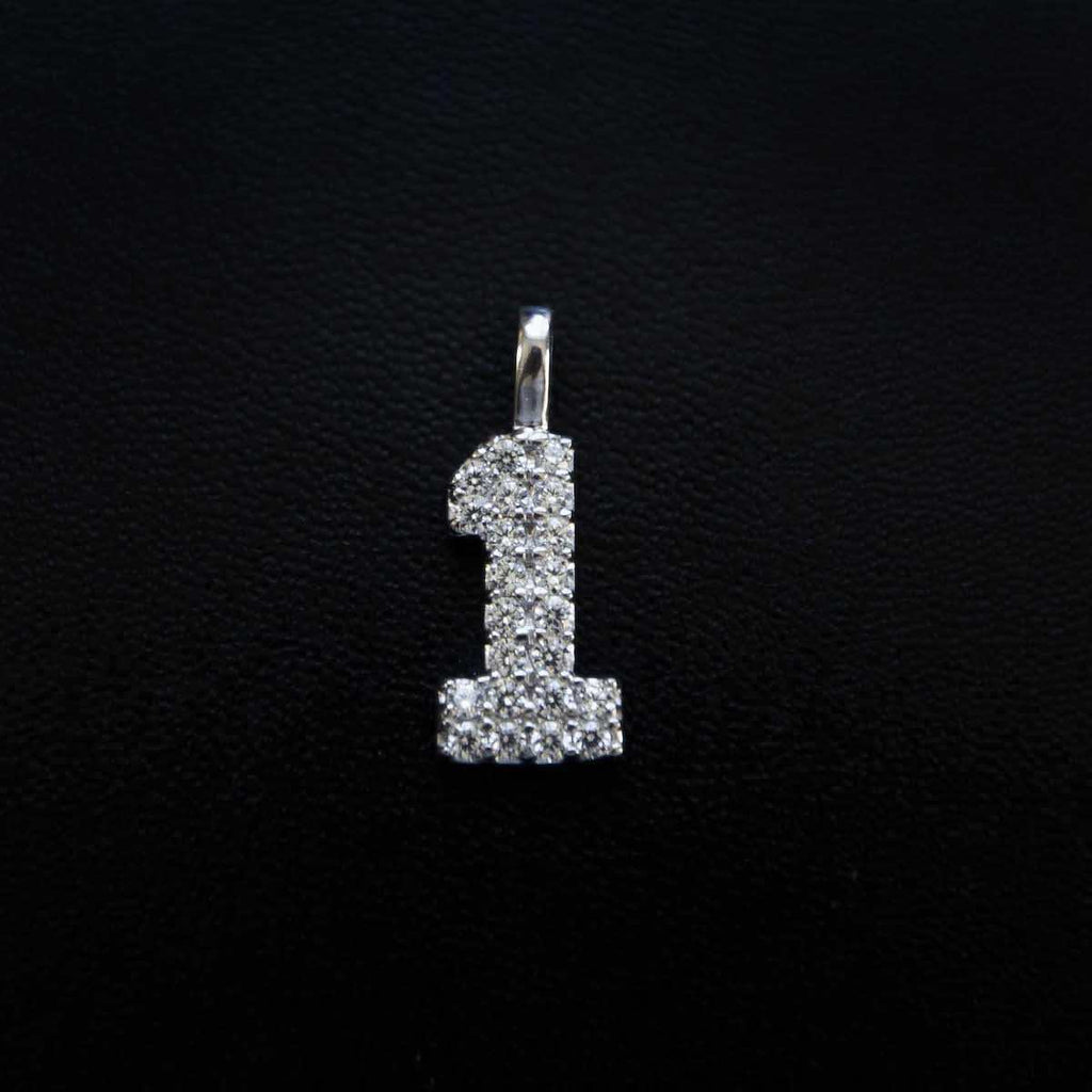 Solid Gold Number Pendants in White Gold-VS Diamonds