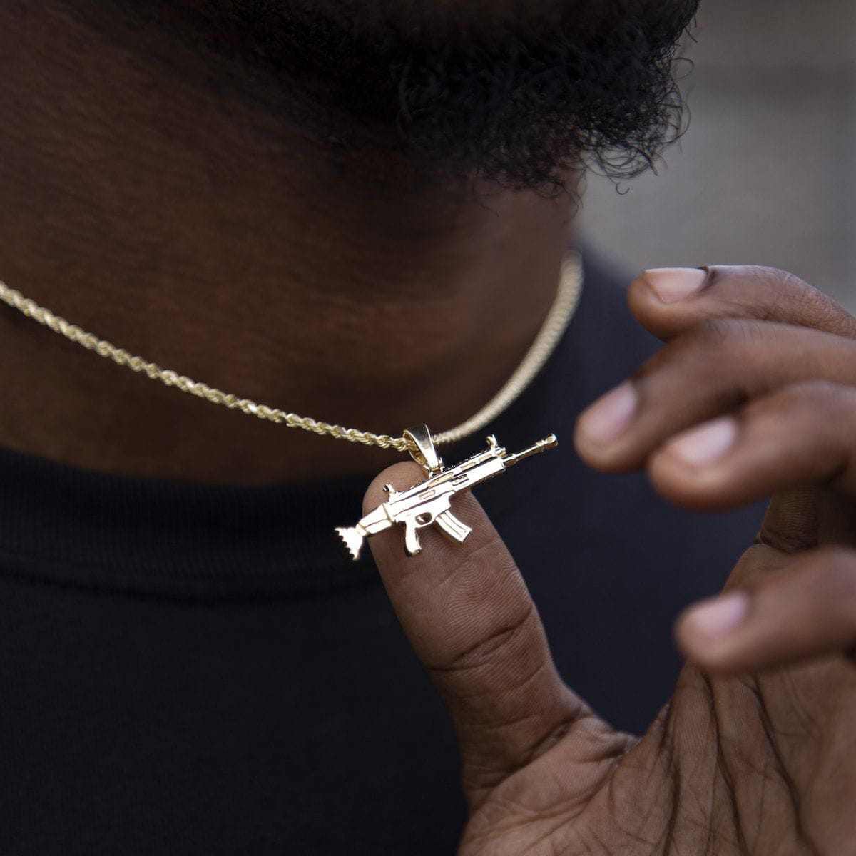 10k Solid Gold SCAR Gun Pendant