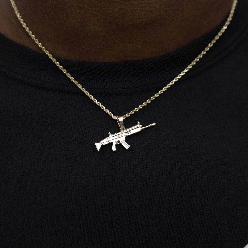 10k Solid Gold SCAR Gun Pendant