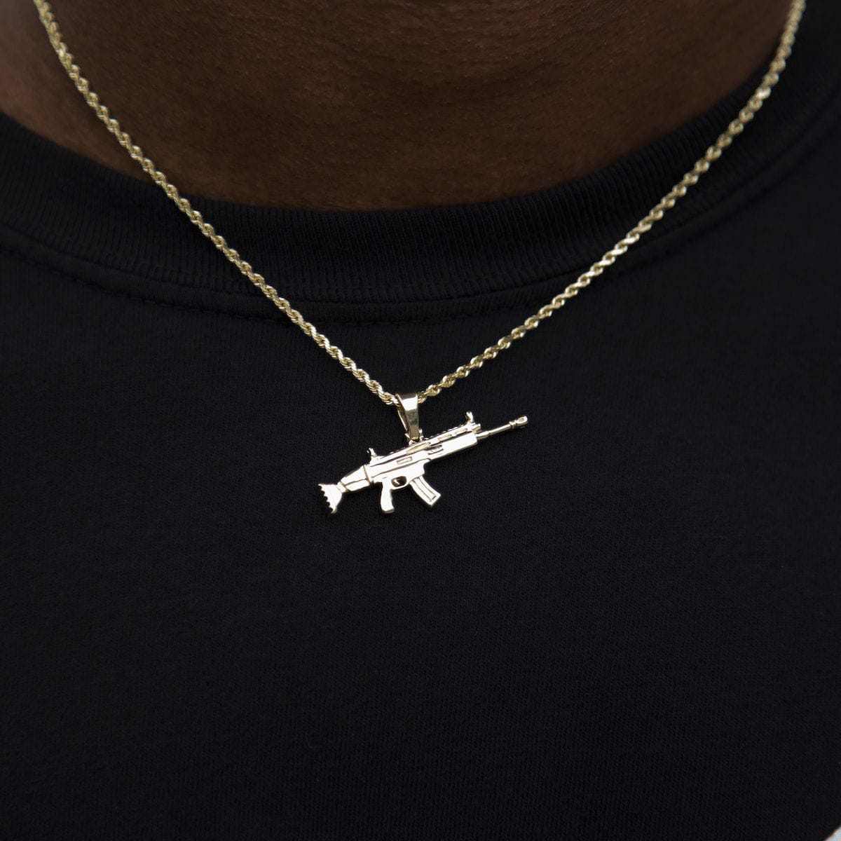 10k Solid Gold SCAR Gun Pendant