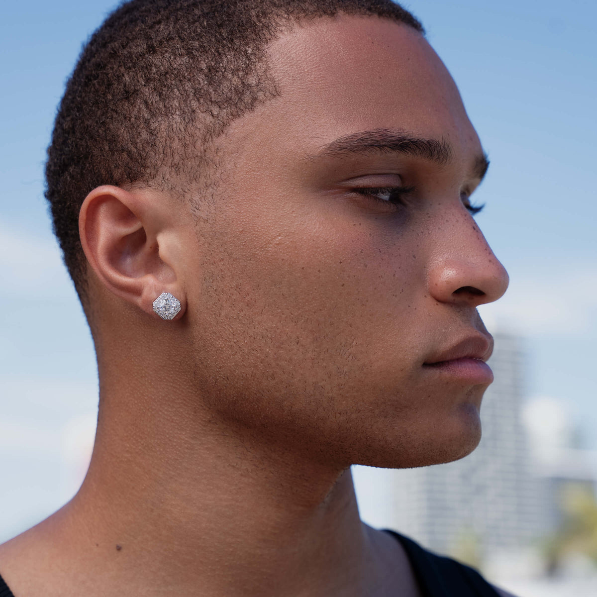 10MM Clustered Stud Earring in White Gold