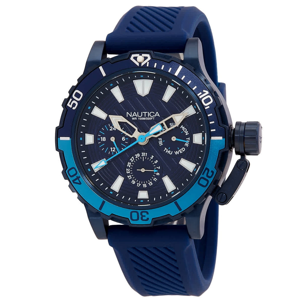 Nautica Glenrock Lagoon Blue Silicone Mens Watch
