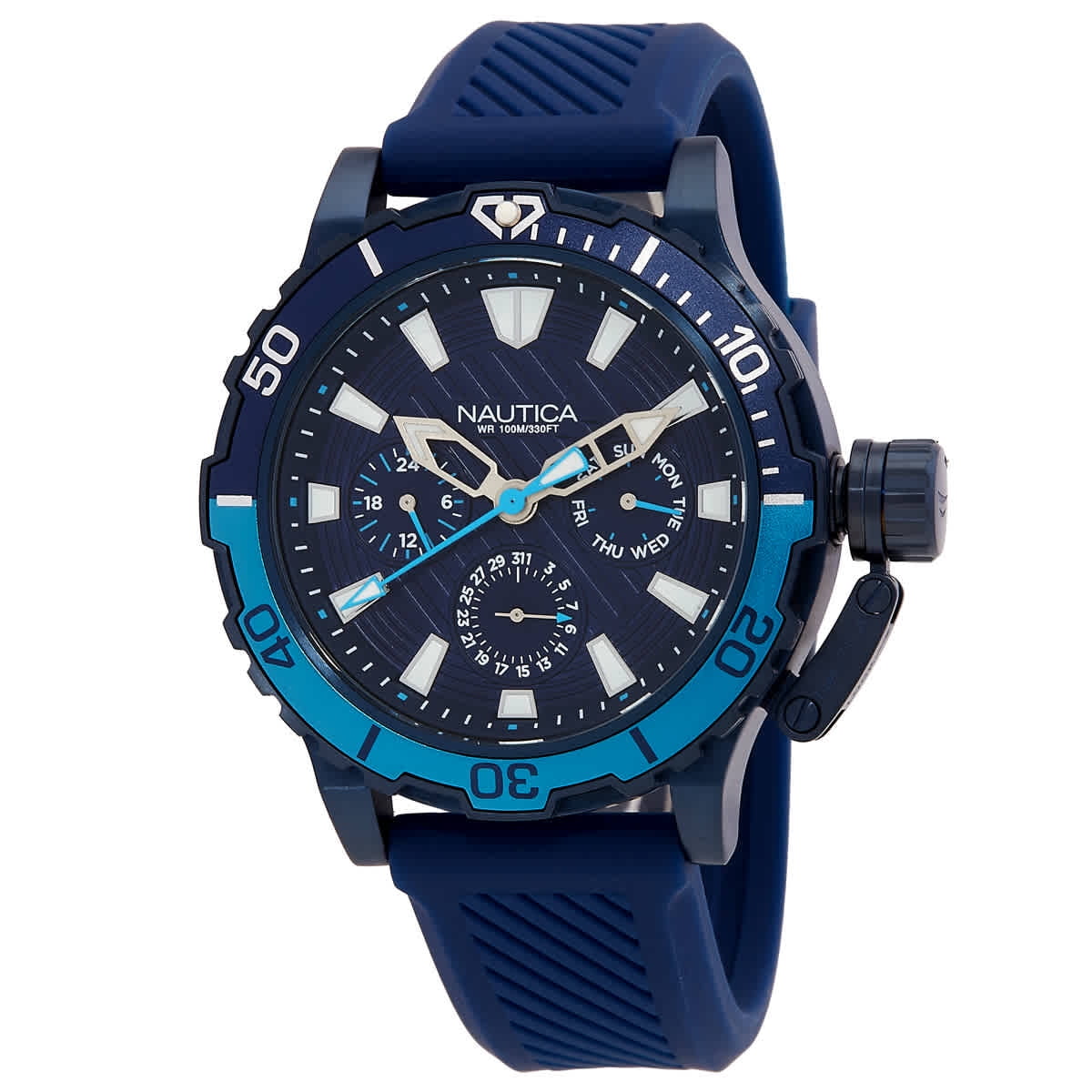 Nautica Glenrock Lagoon Blue Silicone Mens Watch