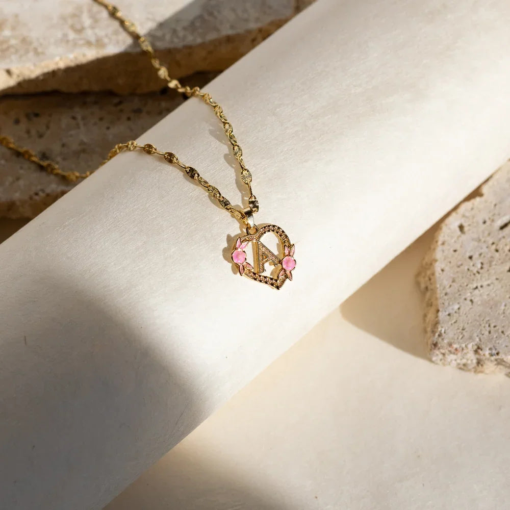 Flower Initial Necklace w/ Clip Chain