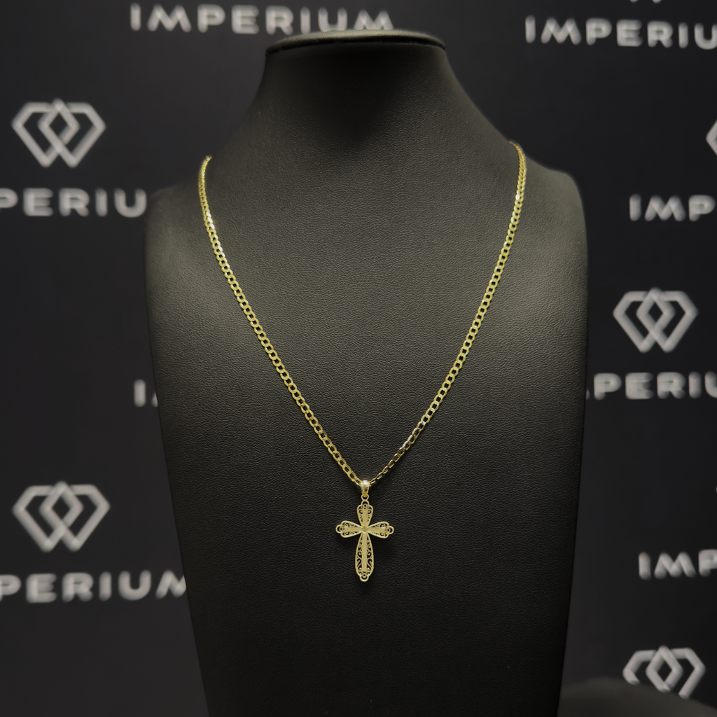Solid Gold Eternal Cross Pendant