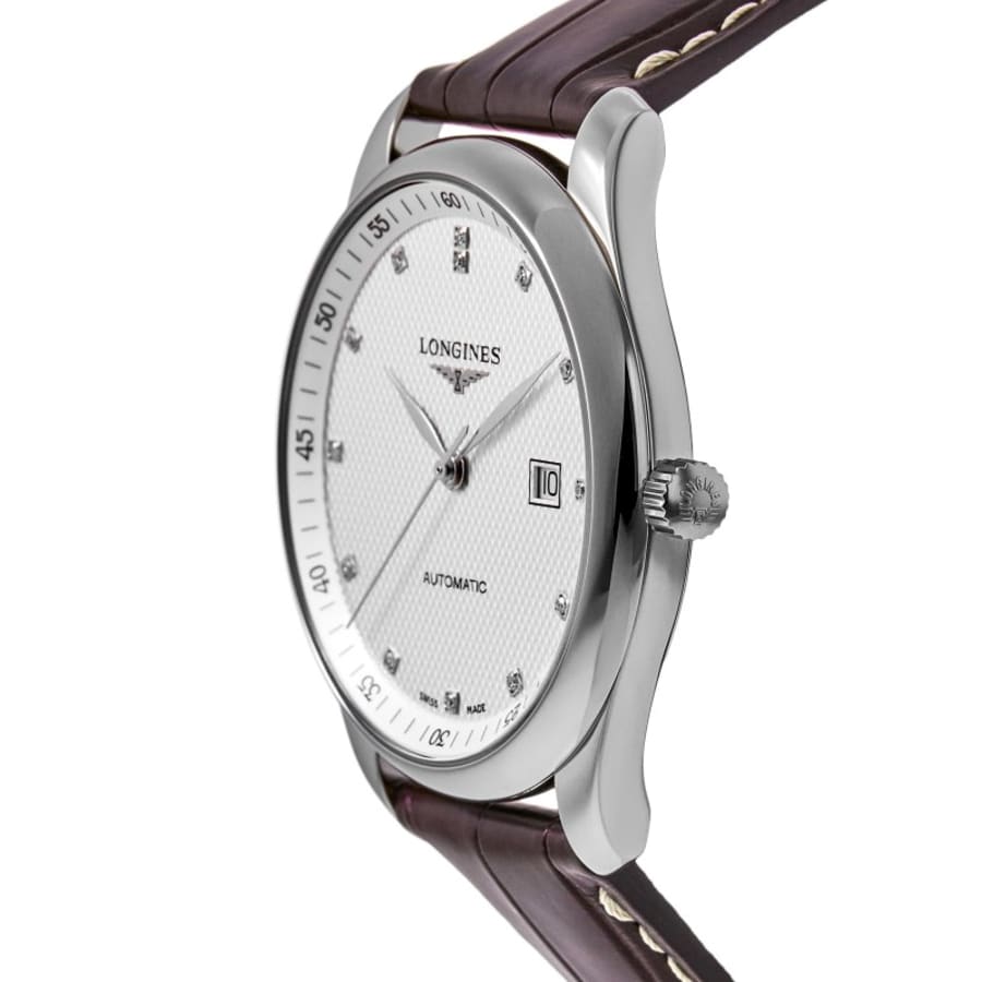 Longines Master Collection Automatic 40mm Silver Diamond Dial Leather Strap Men's Watch L2.793.4.77.3