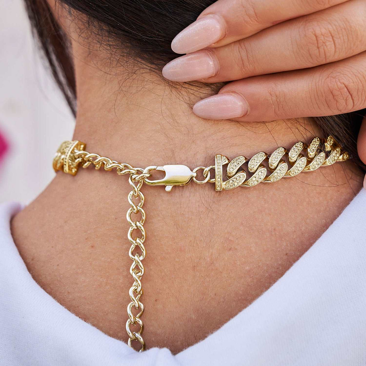 GLD Diamond Cuban Link Choker in Yellow Gold - 12mm