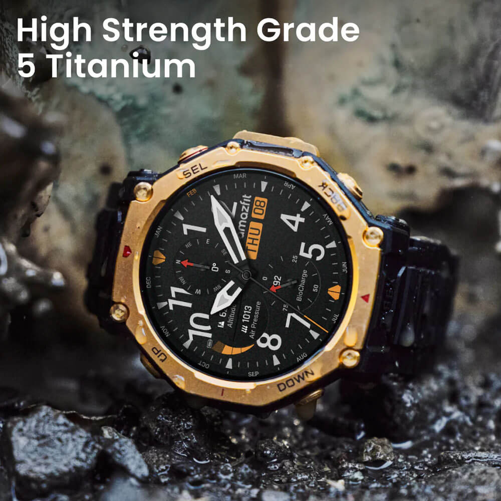 T-Rex 3 Pro 44MM AMOLED Smart Sports Watch with Built-In Flashlight - Tactical Black