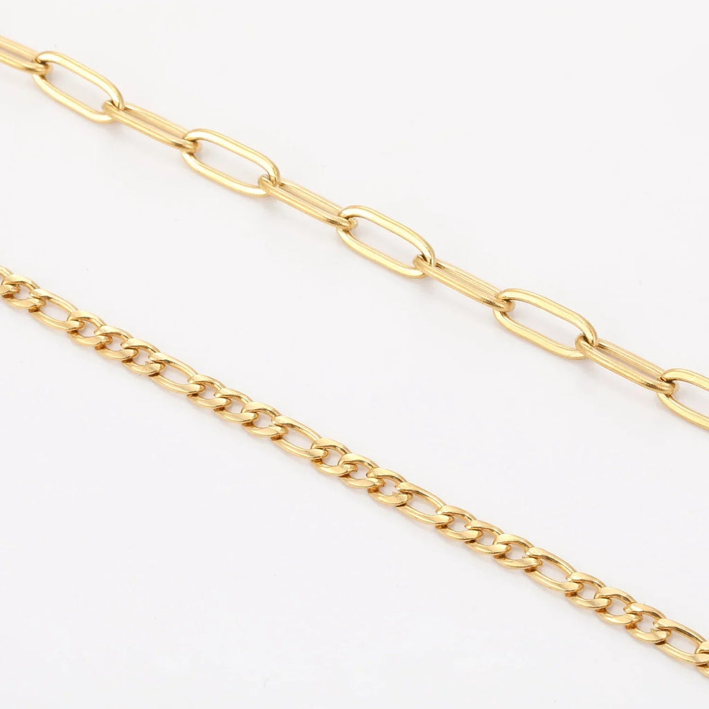 Paperclip Figaro Bracelet Set
