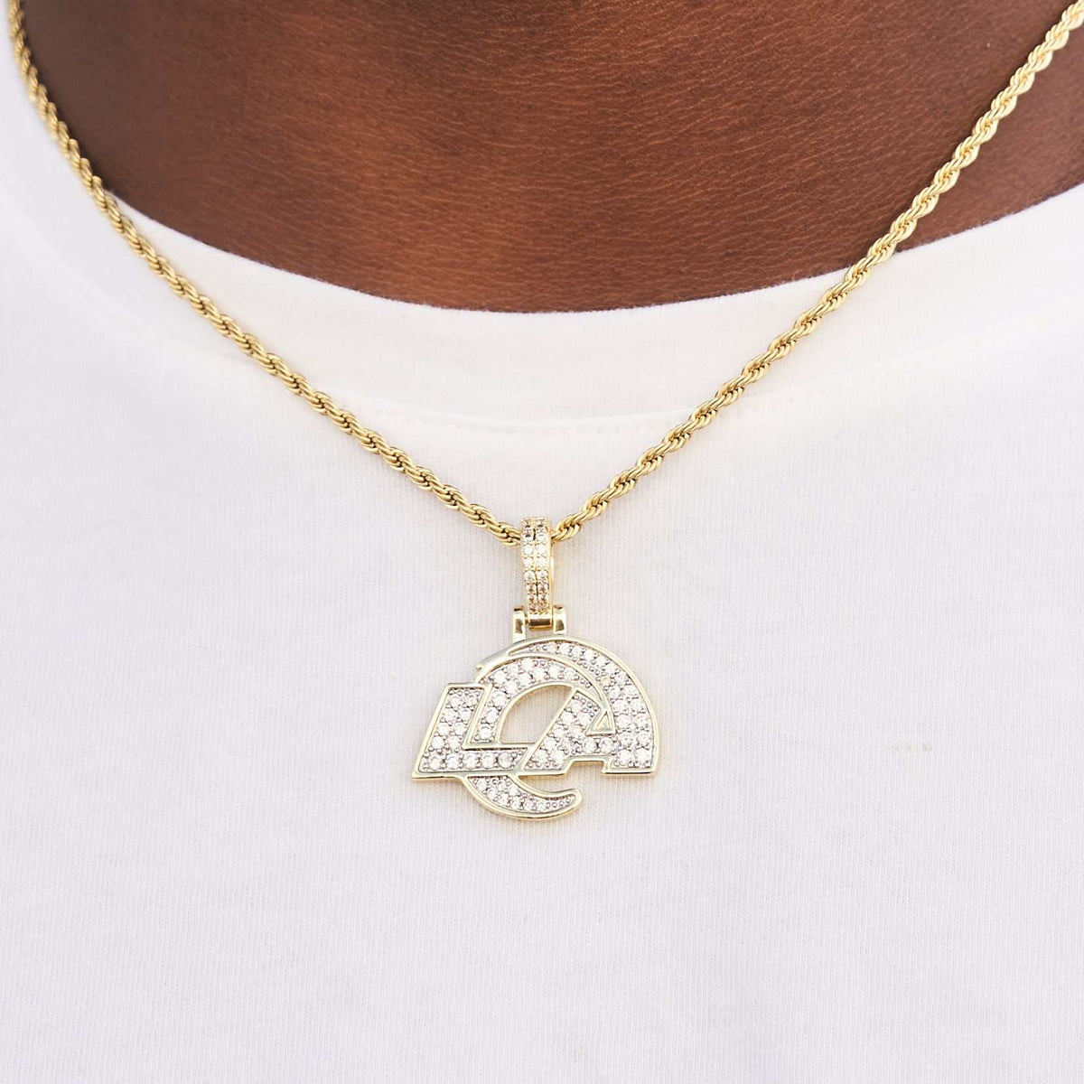Los Angeles Rams Official NFL Micro Logo Pendant - Yellow Gold