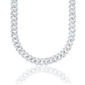 Moissanite Diamond Prong Cuban Chain in Sterling Silver - 12mm